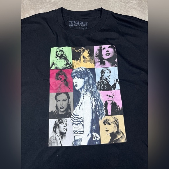 NWOT TS Taylor Swift The Eras Tour US Tour Dates Black 100% Cotton T-shirt XL - Picture 2 of 9